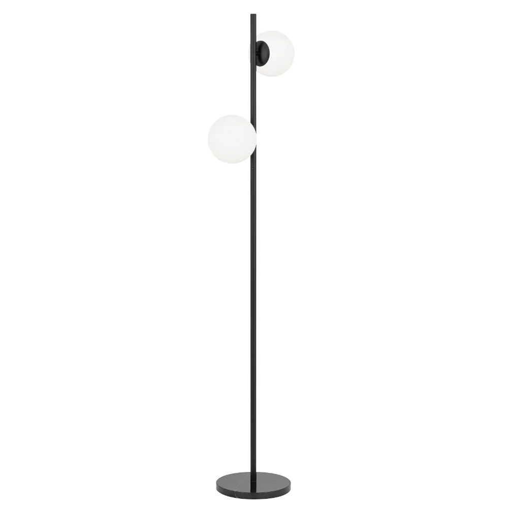 Florence Twin Light Black Opal Glass Floor Lamp