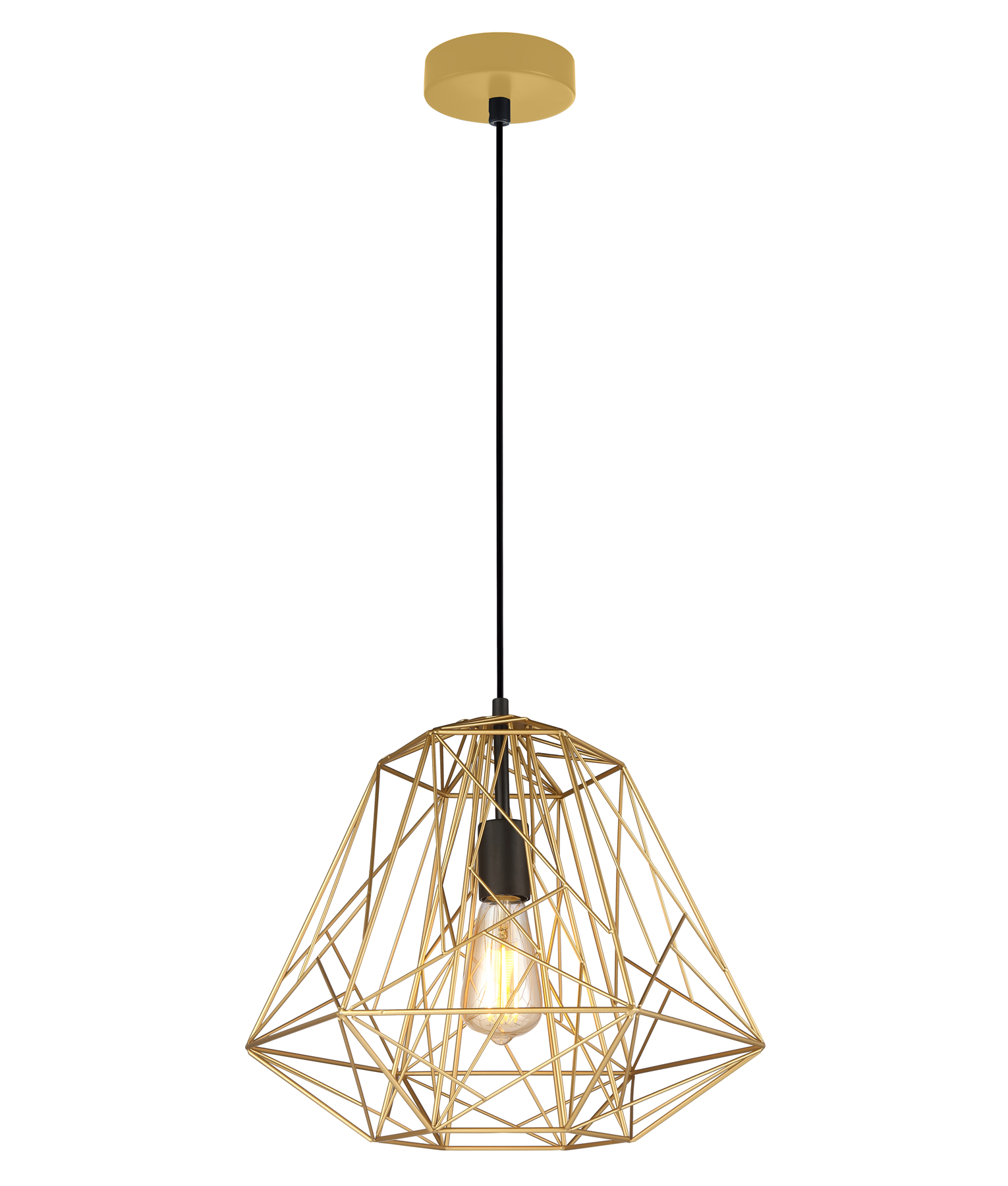 Mars Matt Gold Diamond Cage Pendant Light