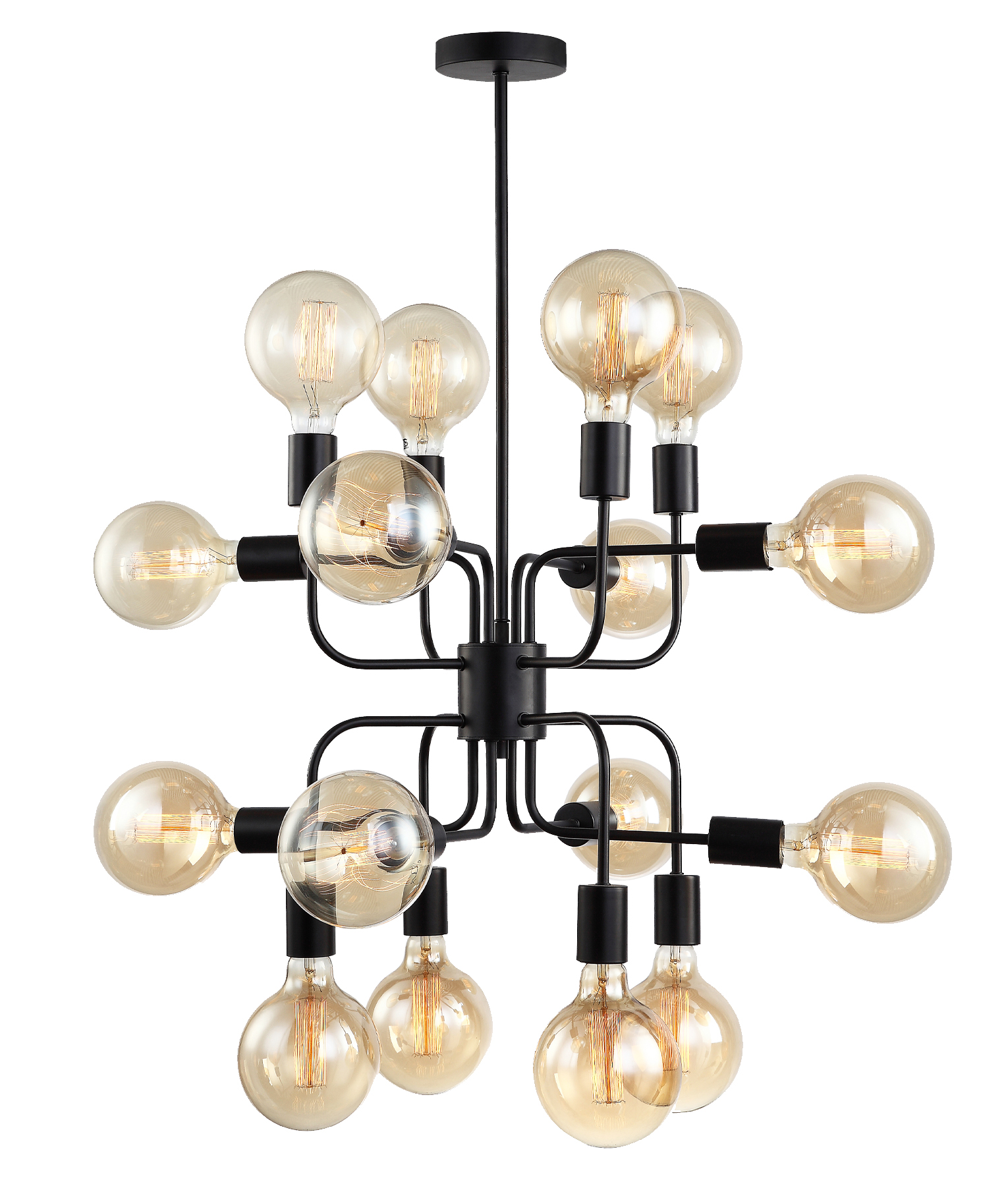 Helena 16 Light Black Abstract Pendant Chandelier