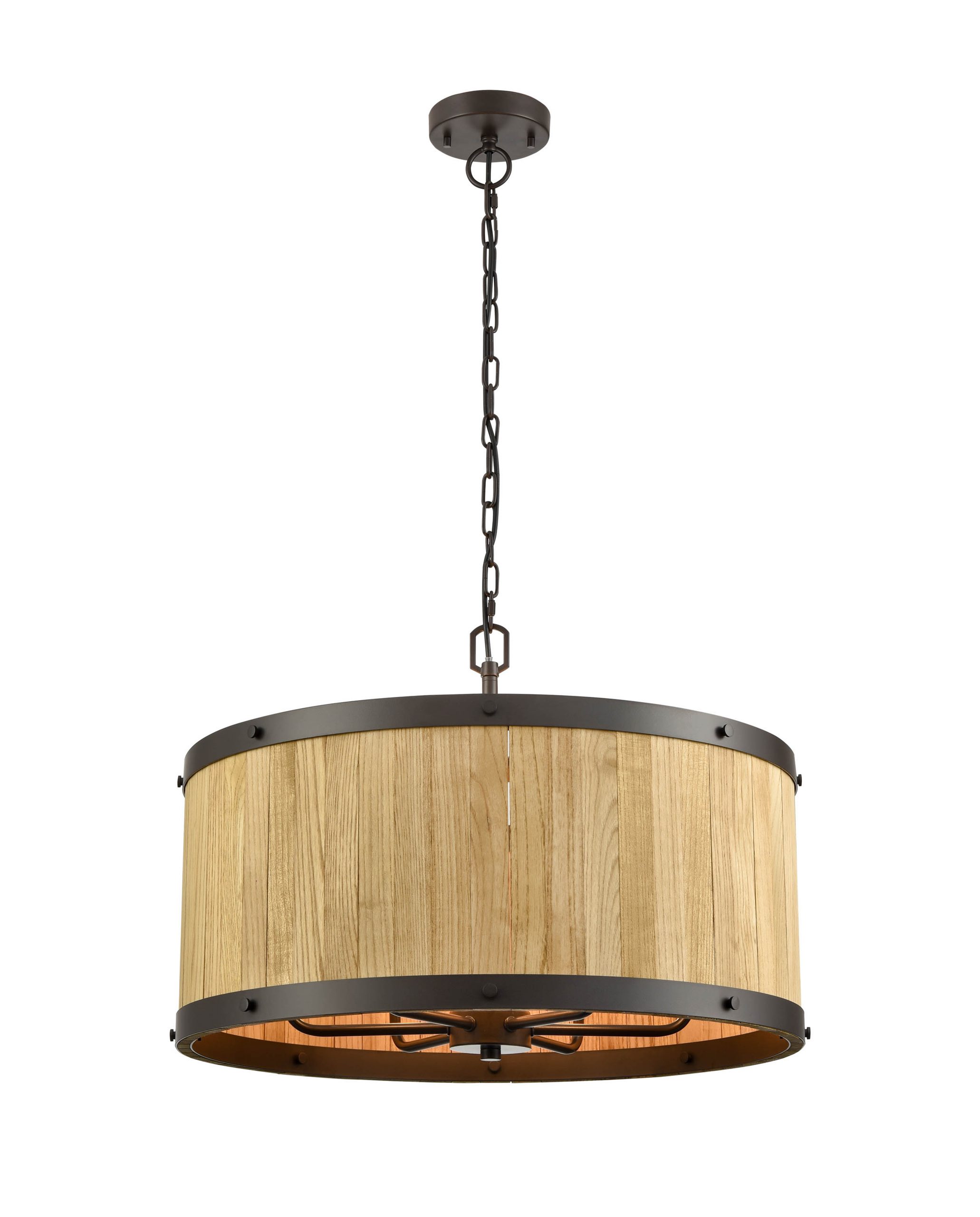 Bordeaux Natural Oak Wood Drum Barrel Pendant