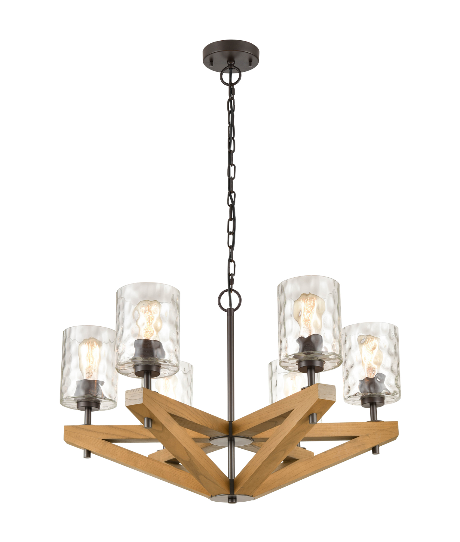 Vonn Oak Wood 6 Light Candelabra Pendant