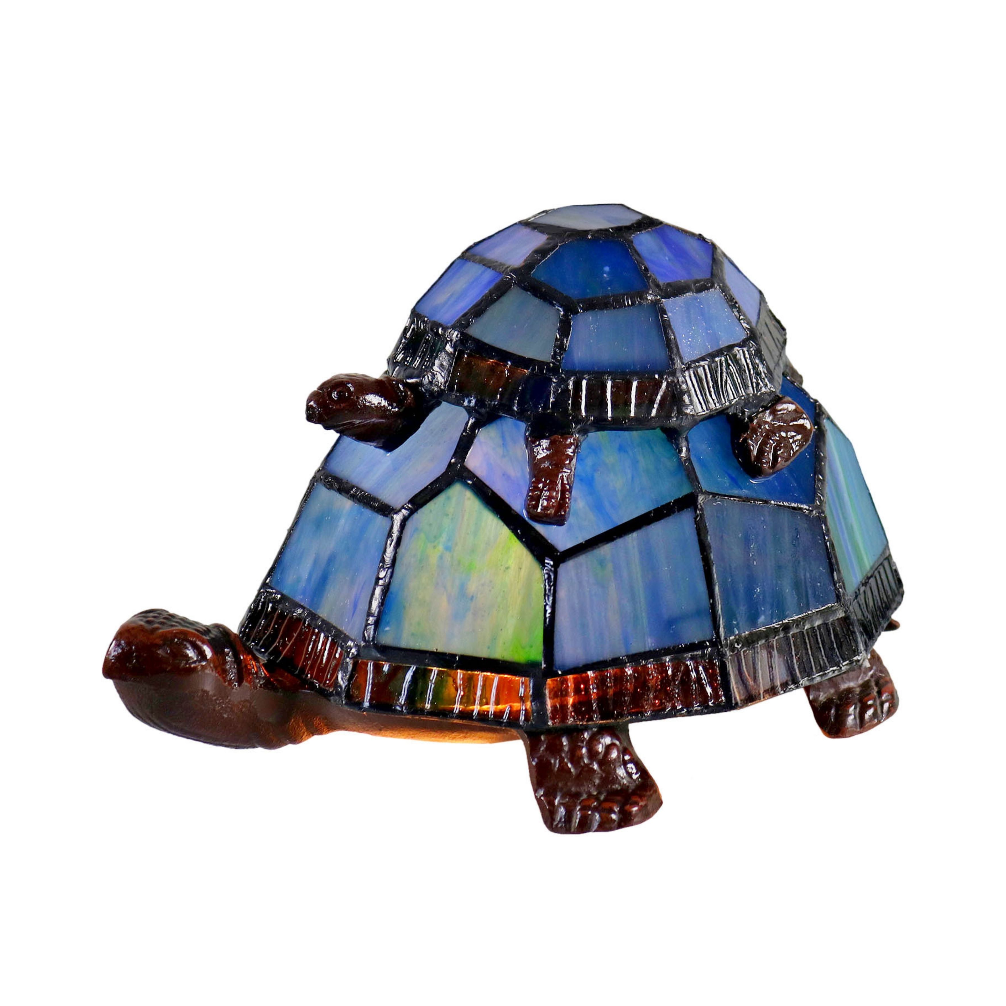 Piggyback Turtle Stained Glass Lamp