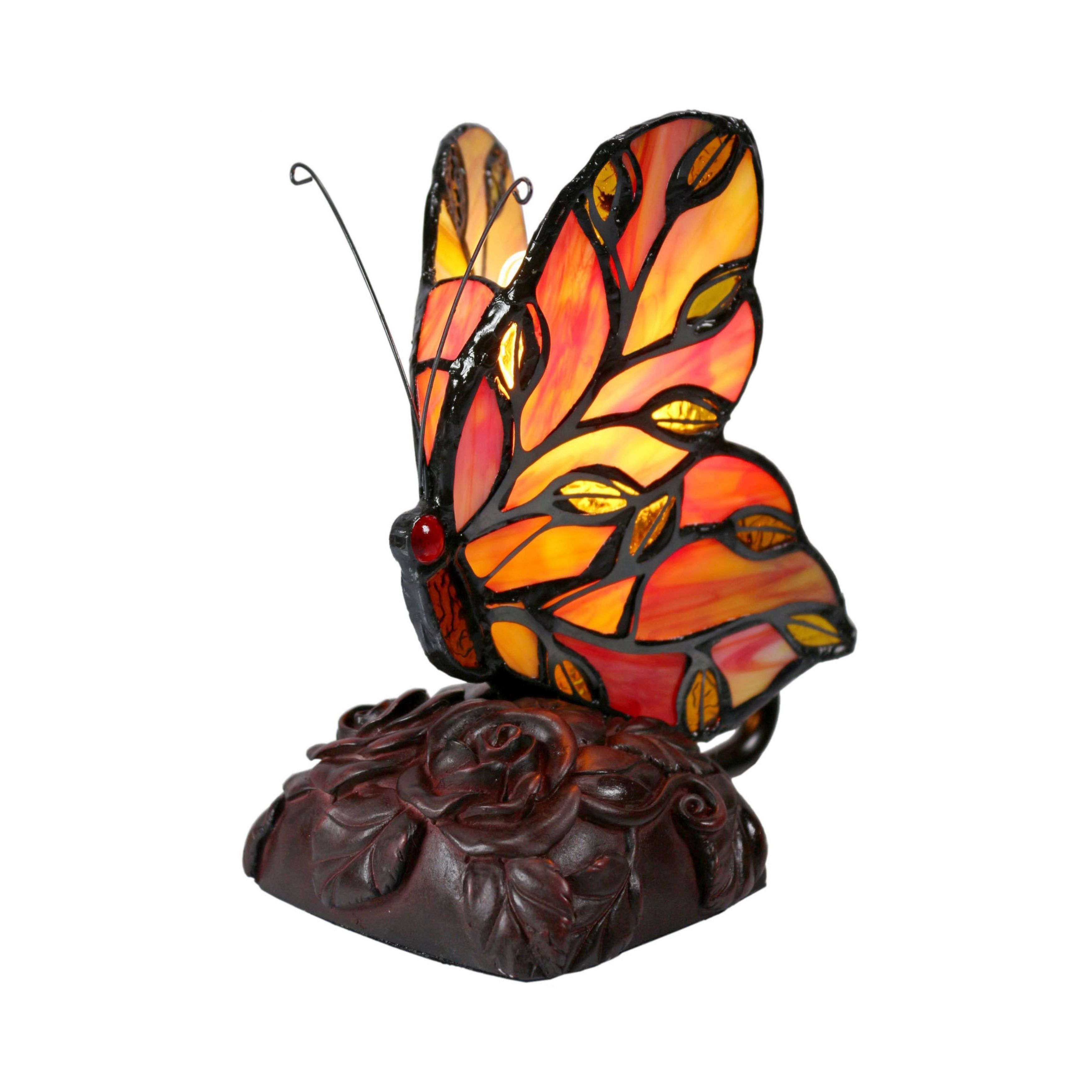 Red Butterfly Tiffany Stained Glass Table Lamp