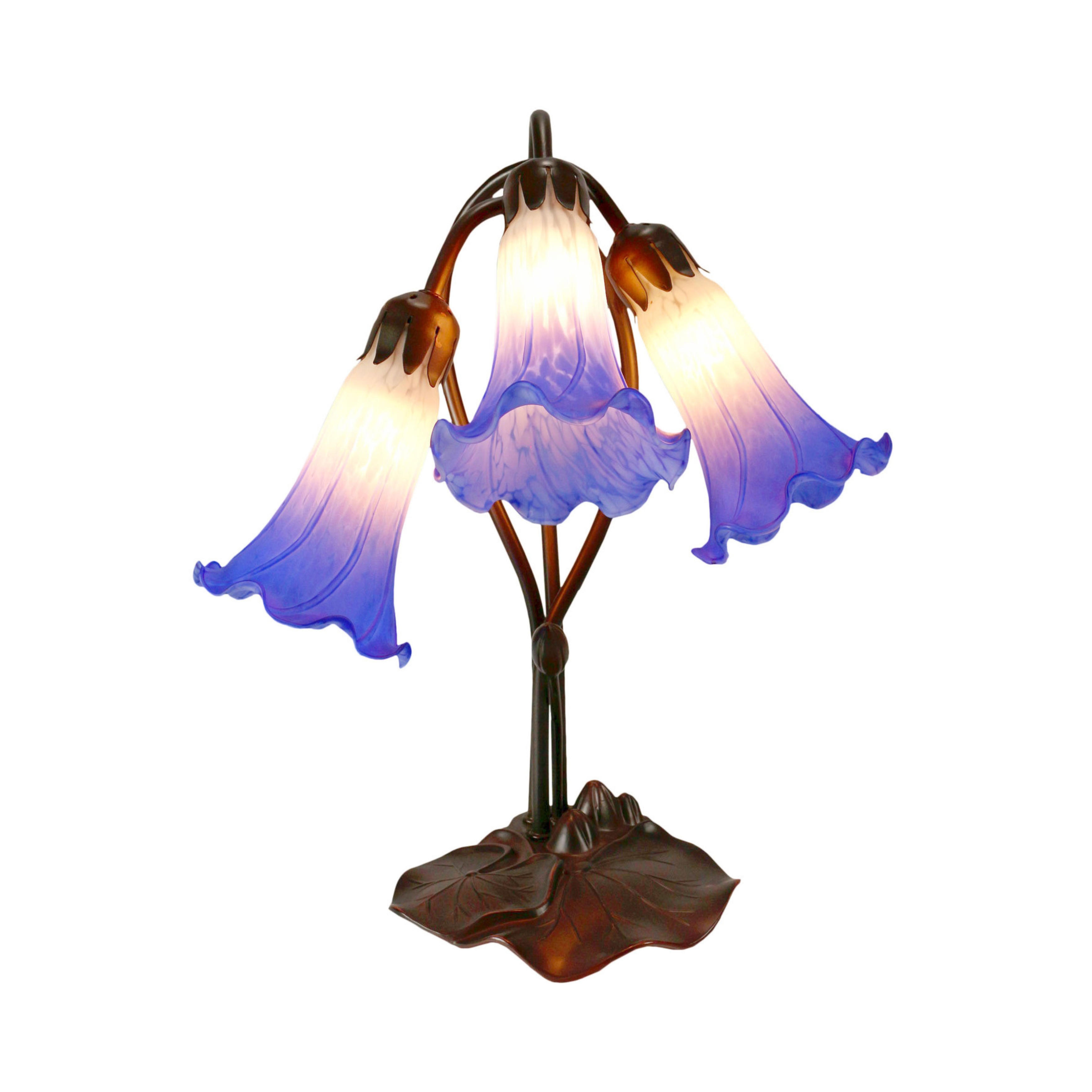 Triple White Blue Lilies Table Lamp