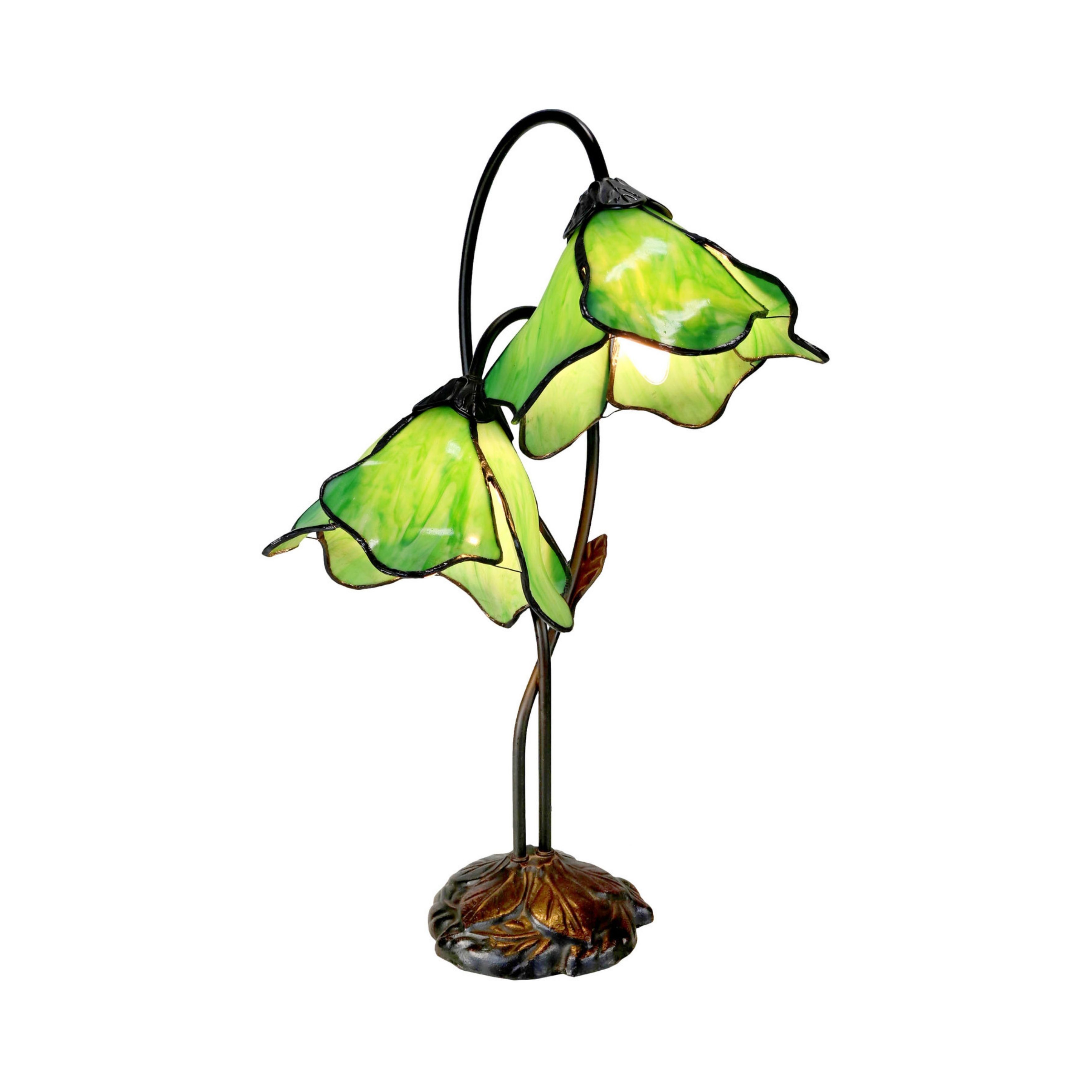 Blooming Green Twin Lotus Table Lamp