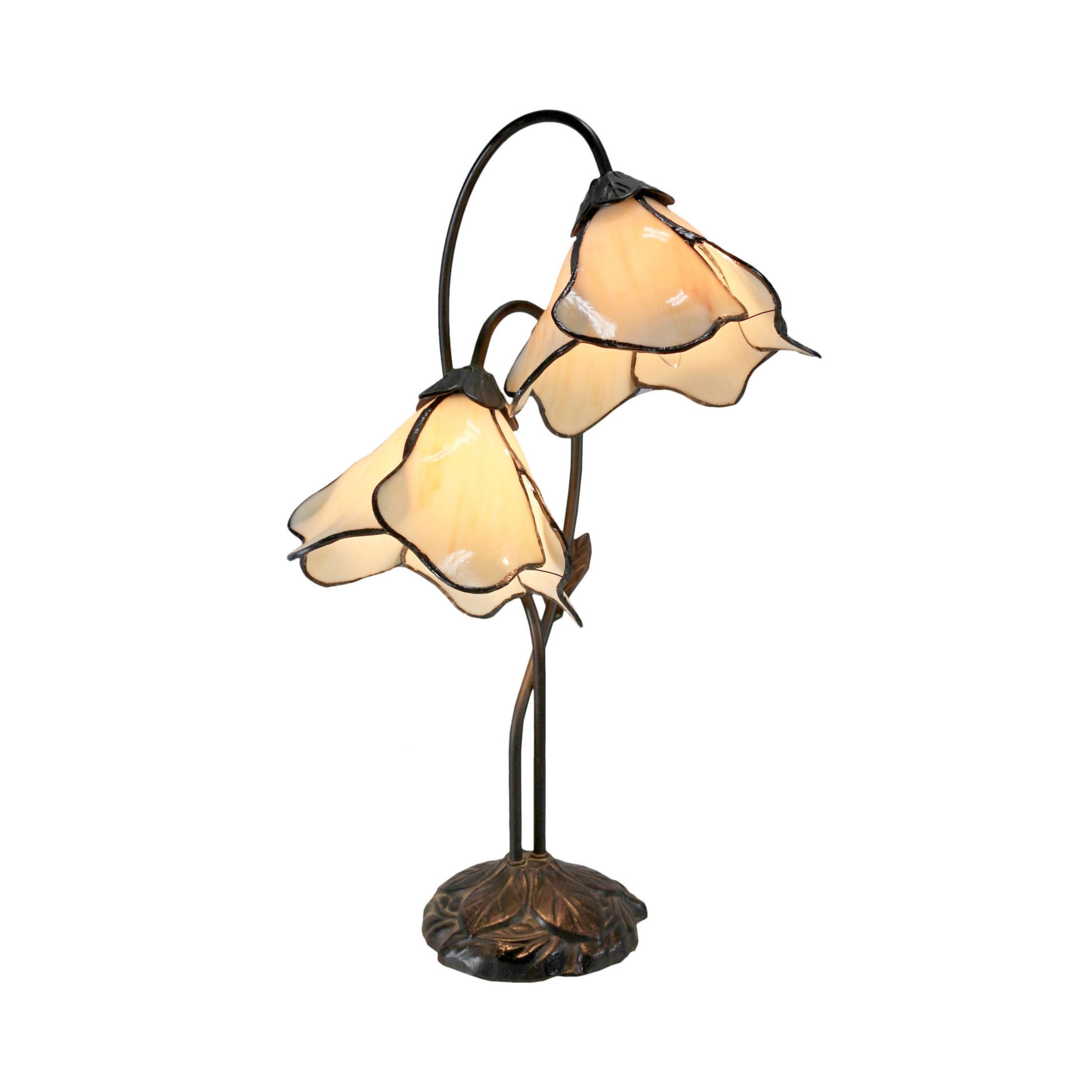 Blooming Beige Twin Lotus Table Lamp