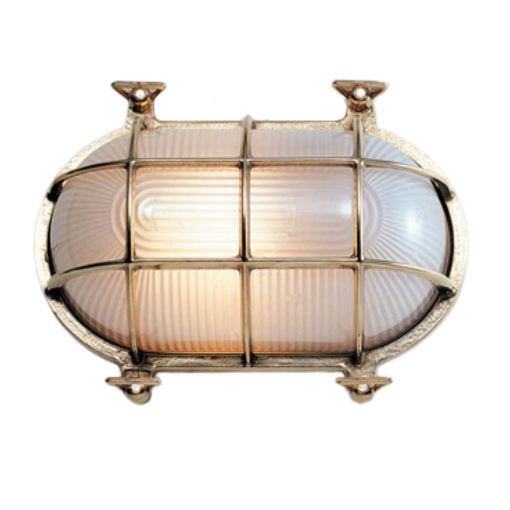 Barrenjoey Brass Oval Outdoor Bunker Wall Light