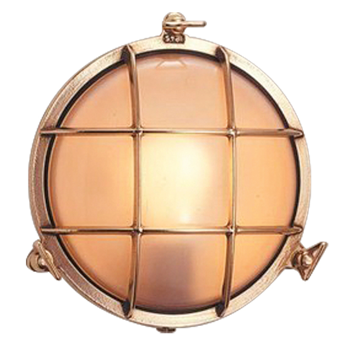 Eden Brass Round Outdoor Bunker Wall Light