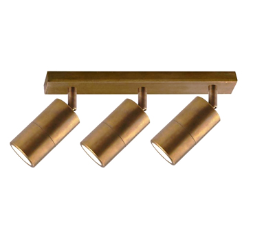Neds Aged Brass Adjustable Trio Bar Spotlight