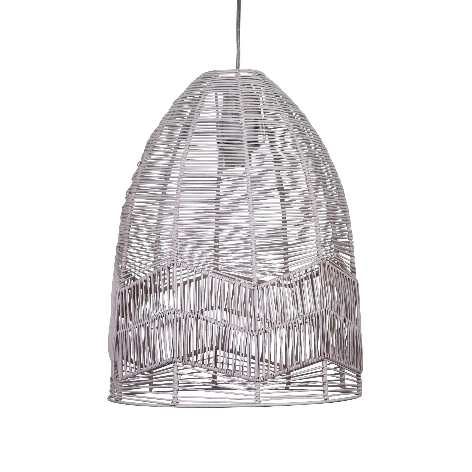 Shari White Hand-Painted DIY Rattan Bell Pendant