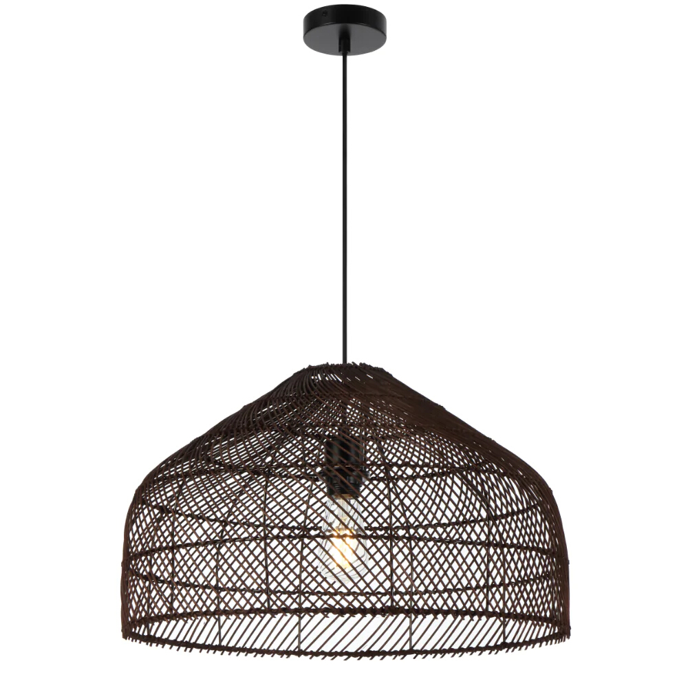 Freya Brown Rattan Dome Pendant Light