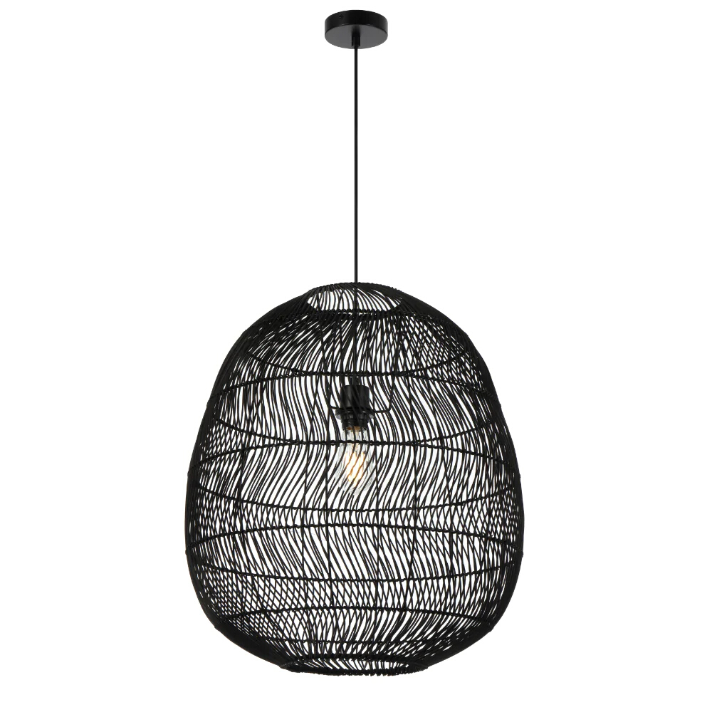 Renalyn Black Rattan Egg Pendant