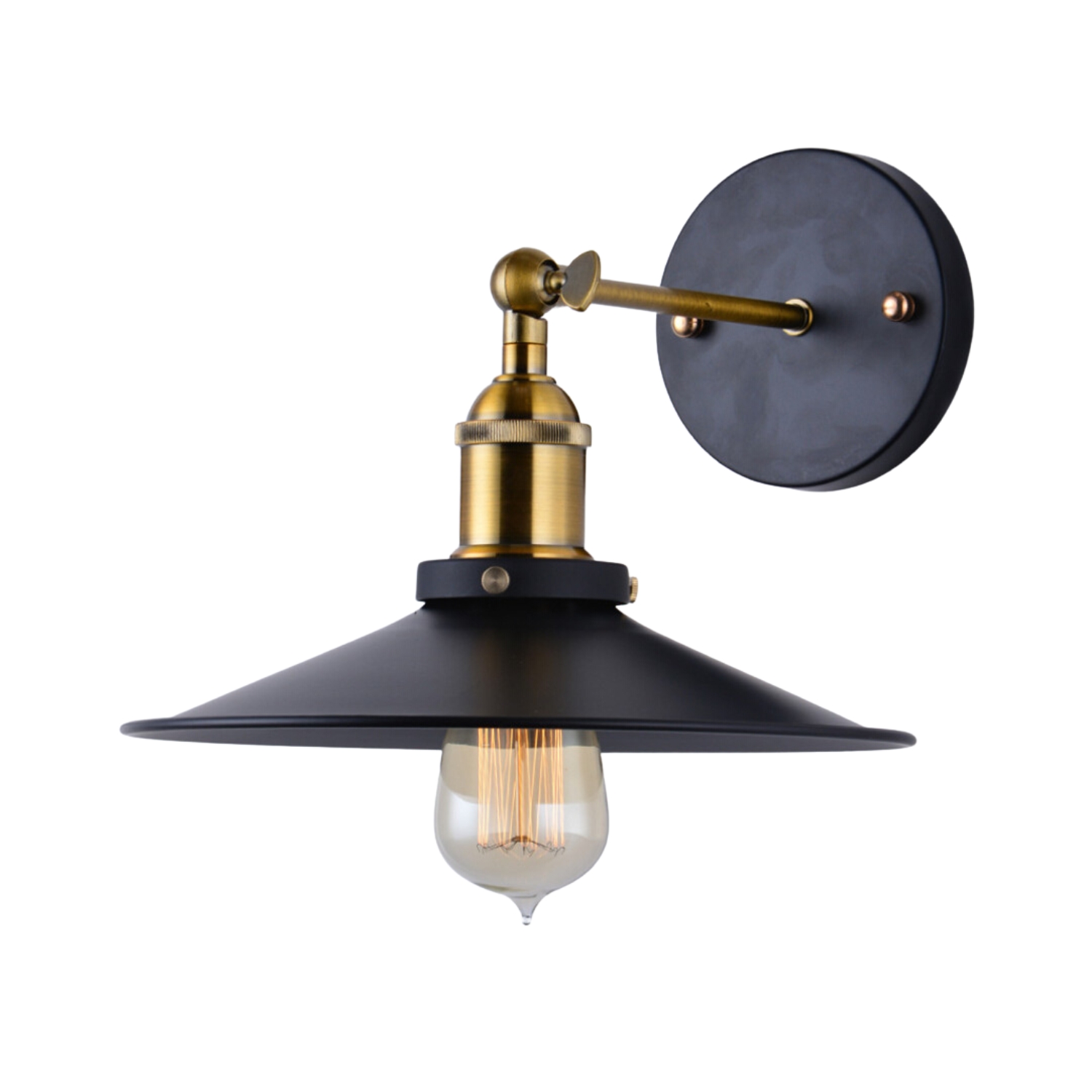 Andy Black and Brass Wide Cone Wall Light