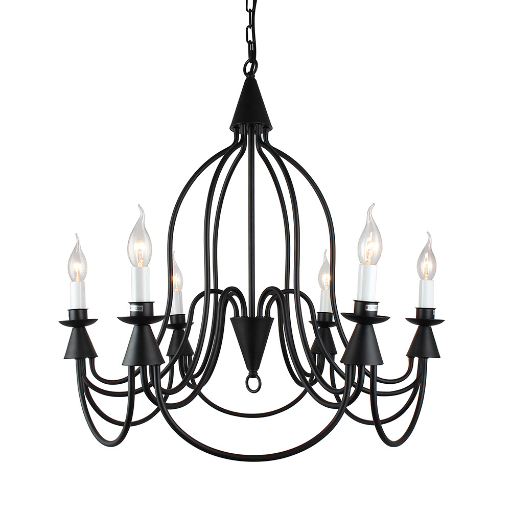 Axel Black 6 Arm Traditional Chandelier