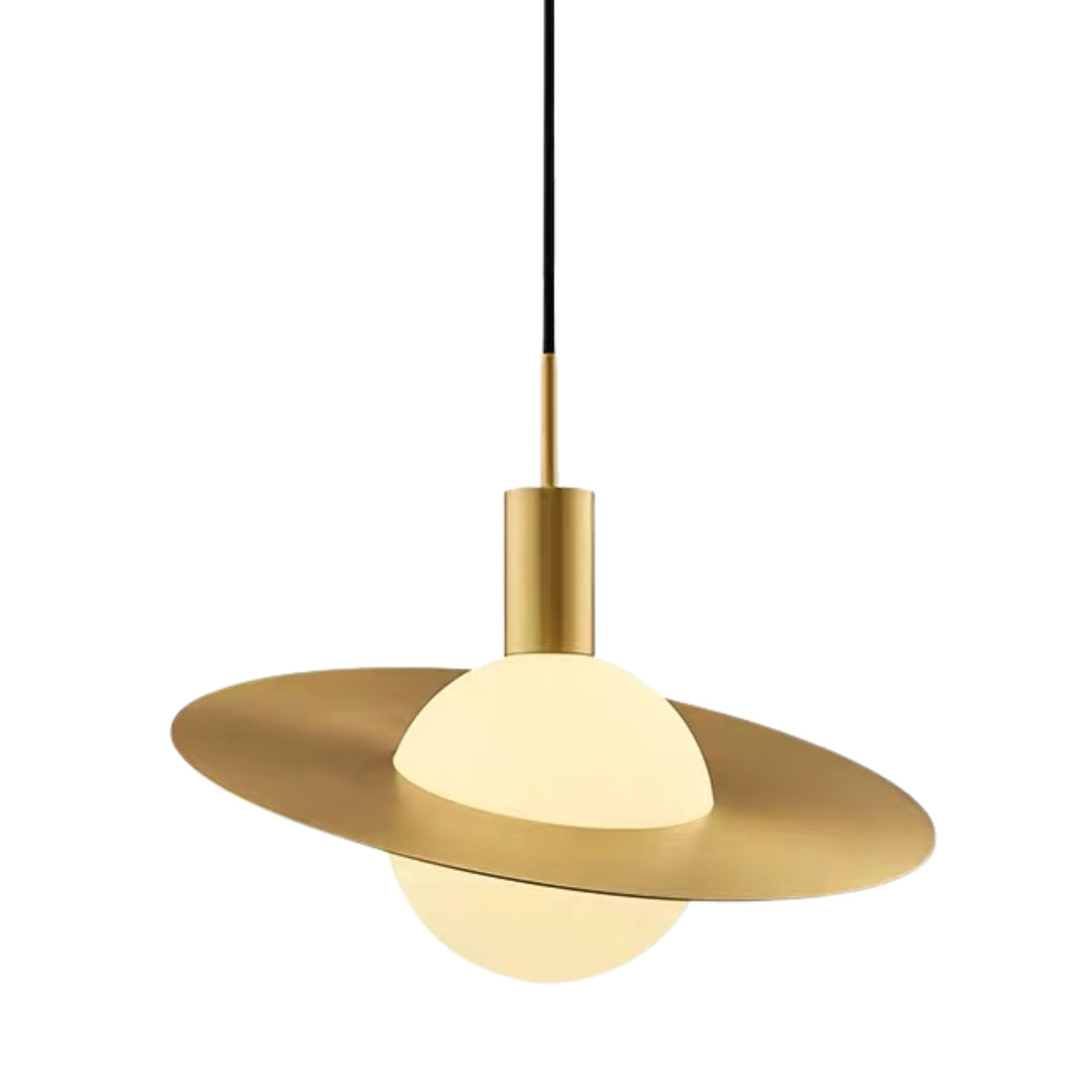 Cyrem Golden Disc White Glass Pendant Light