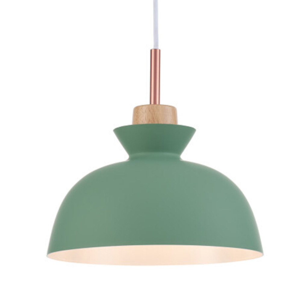Kellie Wood Top Green Dome Pendant Light