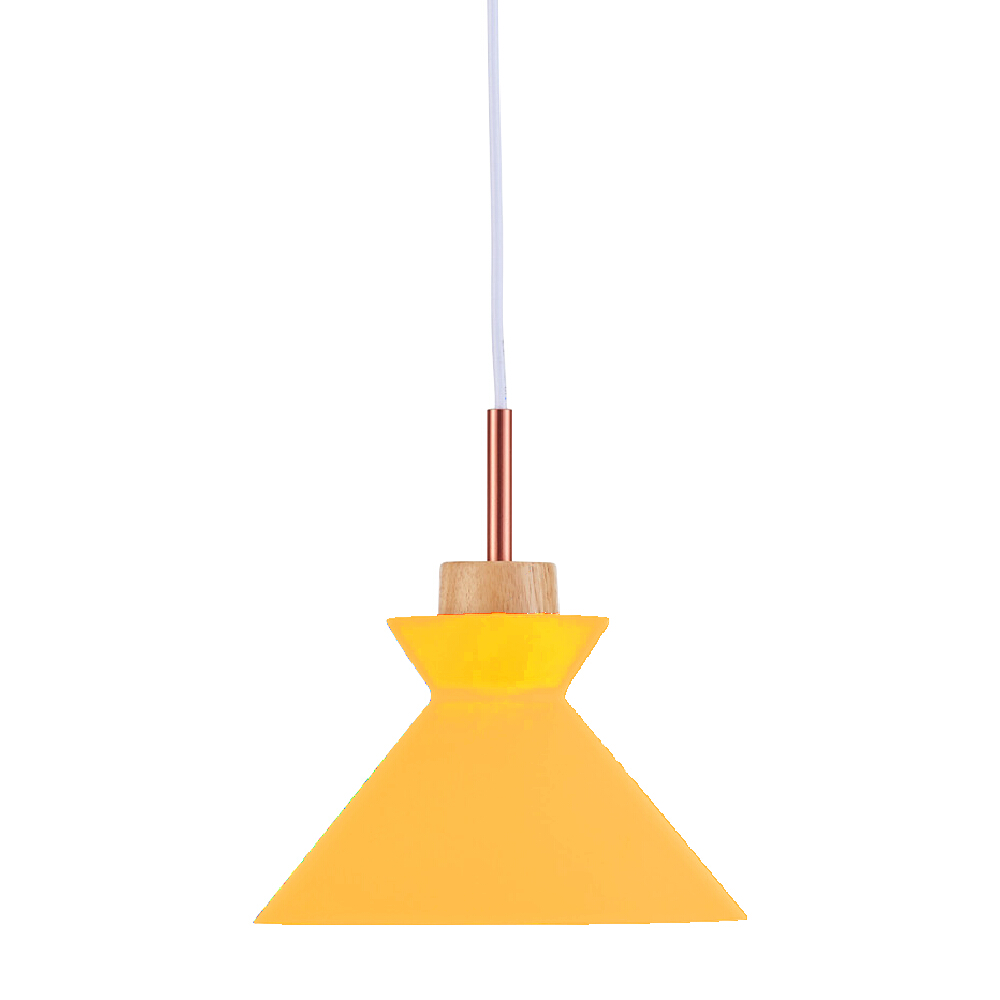 Kellie Wood Top Yellow Cone Pendant Light