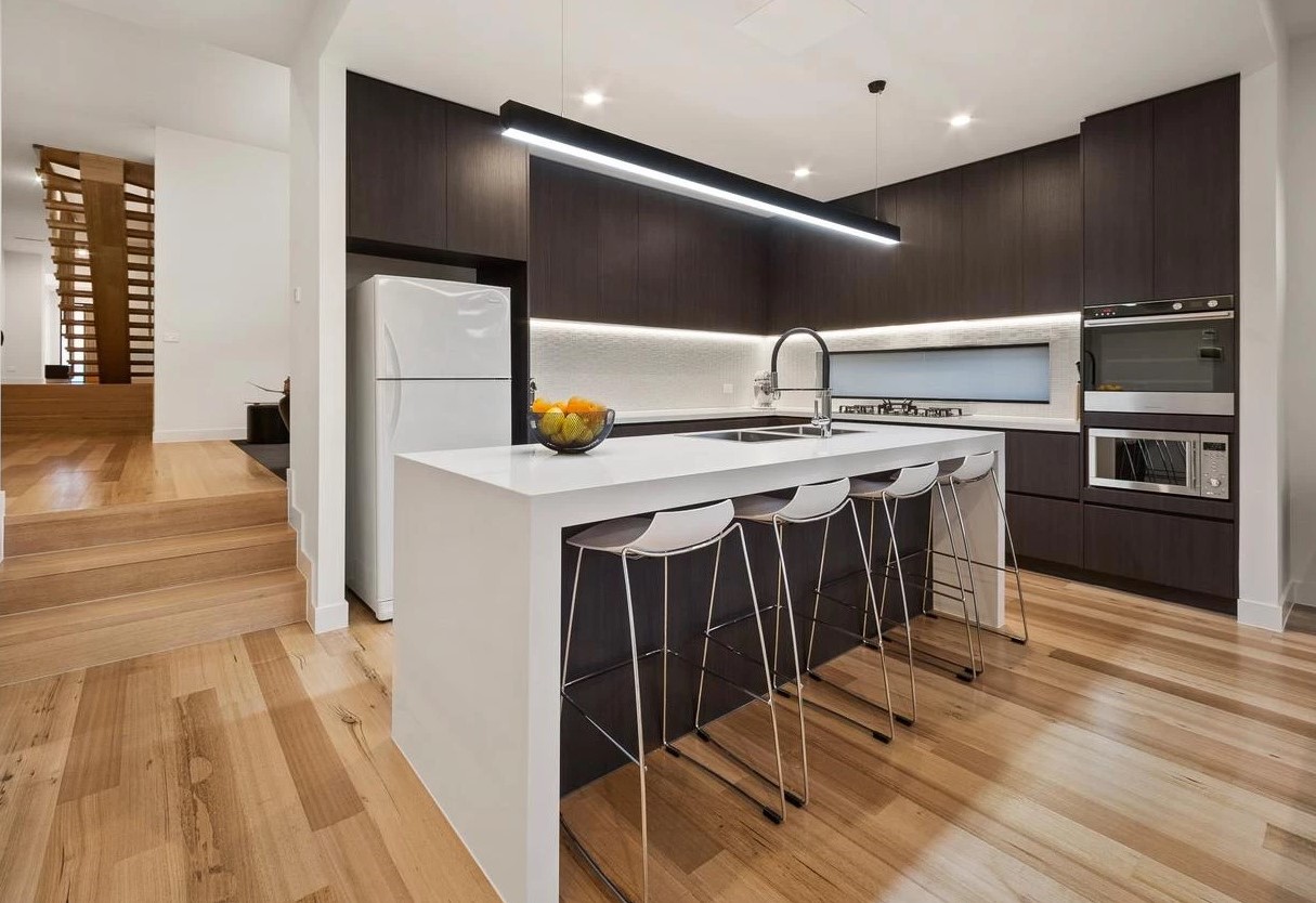 stainless linear kitchen lighting