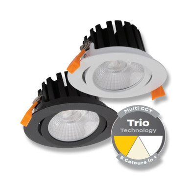 Aqua 13W Tiltable Recessed 3CCT LED Downlight Kit - White