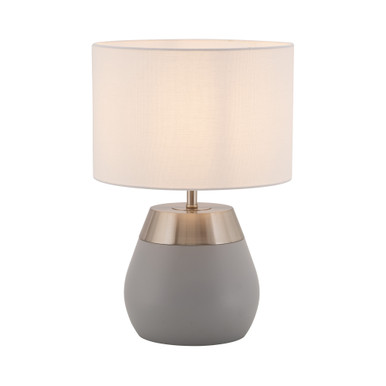 Modern Table Lamp With Marble Base With Copper Stem and White Linen Lamp Shade 