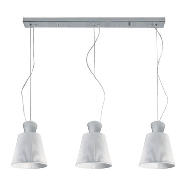 Milcah 3 Light White Ribbed Glass Pendant - Zest Lighting