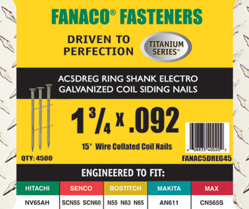 Fanaco 15 degree 1 3/4 X .092 Coiled Siding Nails