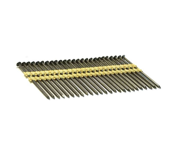 An Image of 2 3/8 x .113 Round Head Ring Shank Plastic Strip Framing Nail - framing nailer nails