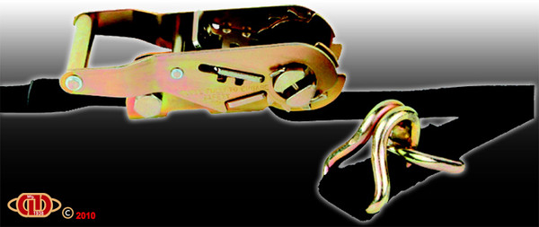 1" x 16' Ratchet Strap Wire Hook D-Ring