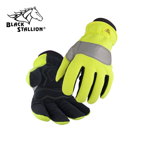   Spandex/Synth. Leather Storm Cuff Hi-Vis Insulated Mechanic's Gloves
