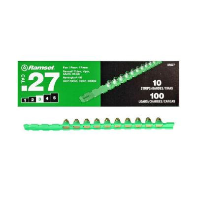 .27 Cal Green Strip Fastener Load (100 Loads/Box)