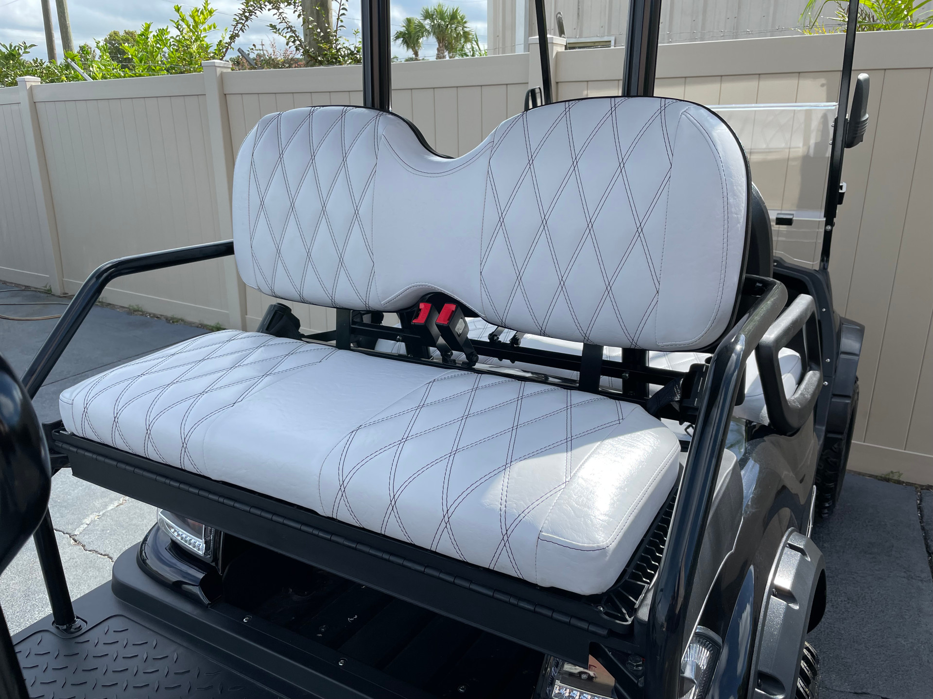 Gray Light Double Diamond Black Stitched Premium Bolster Golf Cart Custom Seats Performance