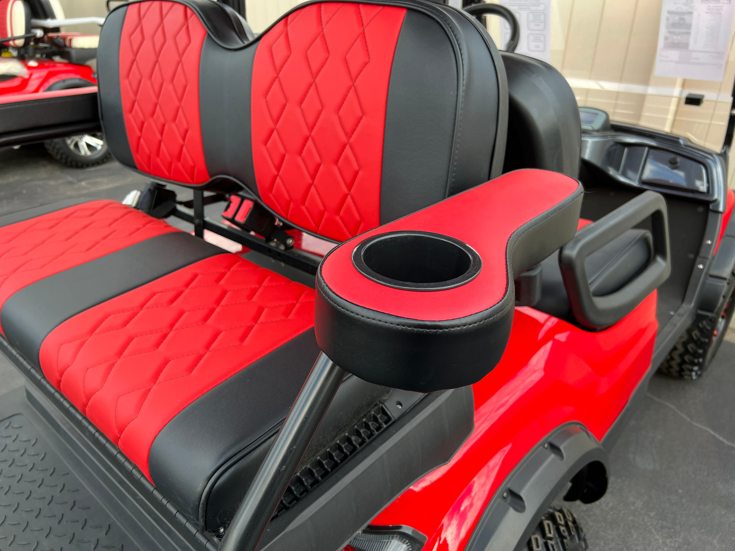 Black and Red Cup Holder Arm Rests - Performance Golf Carts