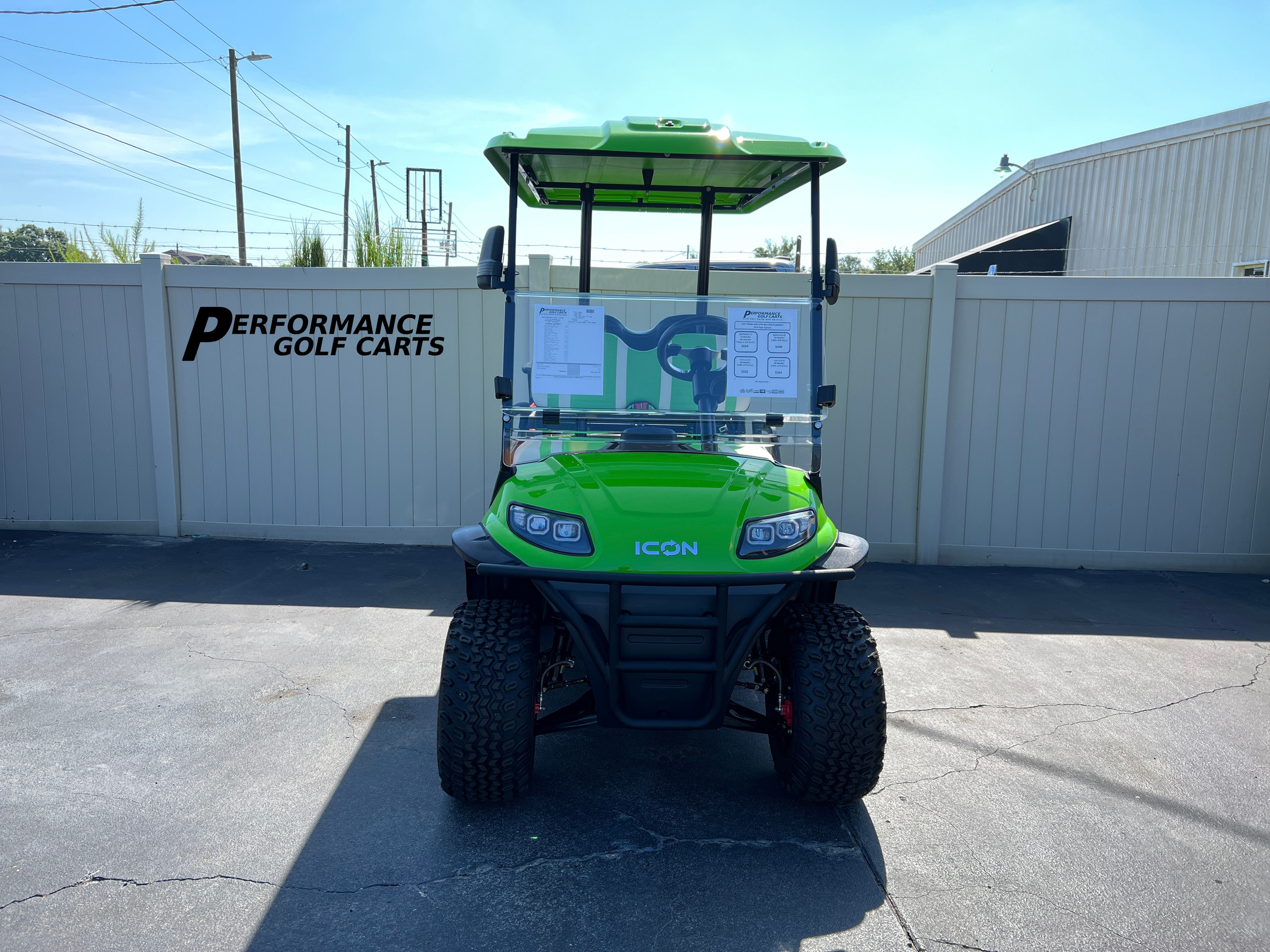 ICON i40L 4 Passenger Lifted Lime Green Golf Cart from Performance Plus ...