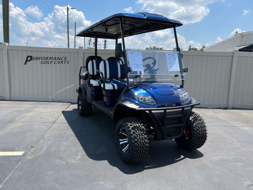 ICON i60L 6 Passenger Lifted Indigo Blue Golf Cart