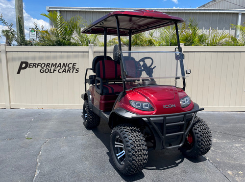 ICON i40L 4 Passenger Lifted Burgundy Golf Cart