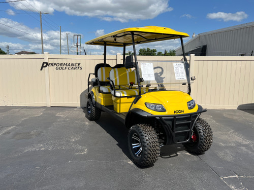 ICON i60L 6 Passenger Lifted Yellow Golf Cart - T