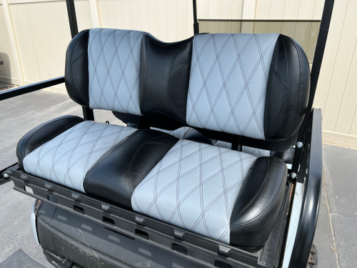 Custom Bolster Black & Light Gray Golf Cart Seats - Double Diamond Pattern