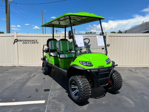 ICON i60L 6 Passenger Lifted Lime Green Golf Cart 