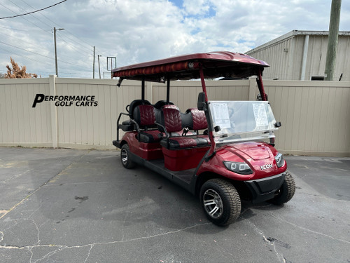 ICON i60 6 Passenger Burgundy Golf Cart-#3411A