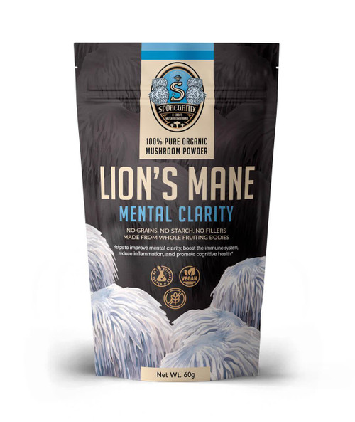 Sporeganix | 100% Pure Organic Mushroom Powder | 60 Grams | Lion's Mane | Mental Clarity