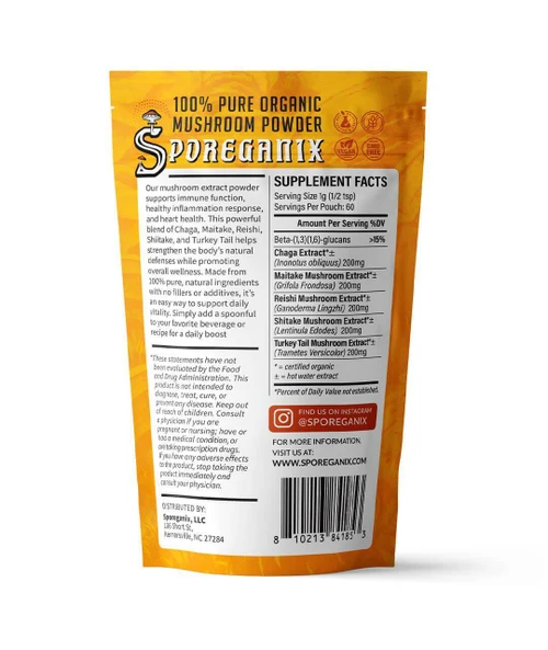 Sporeganix | 100% Pure Organic Mushroom Powder | 60 Grams | Protect | Immunity Support Blend