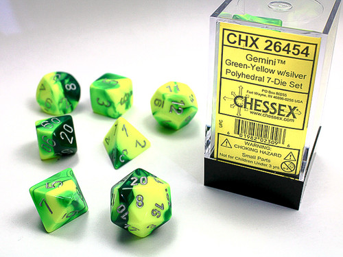 Green/Yellow Gemini 7 Piece Dice Set