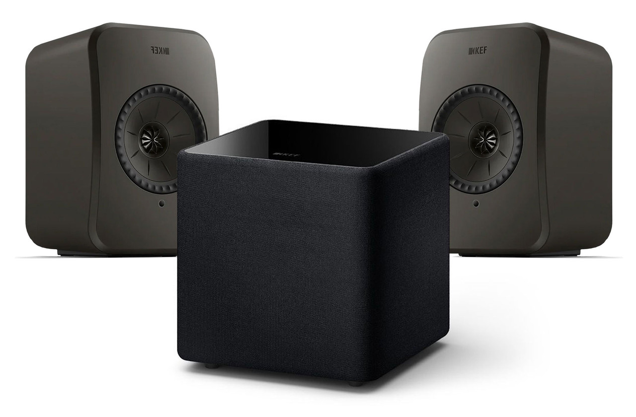 KEF LSX II LT (Graphite Grey) with KEF Kube 8 MIE (Black