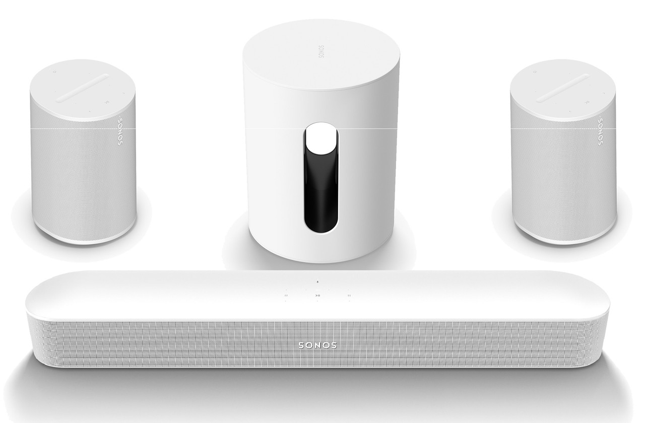 Sonos Beam Gen 2 with Sub Mini & Era 100 Pair (White) | Compact
