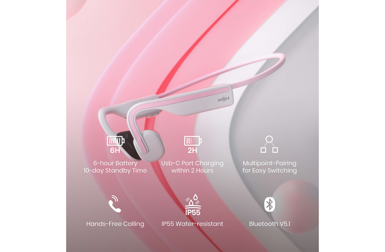 SHOKZ OpenMove (Pink) | Open Ear Wireless Bluetooth Sports