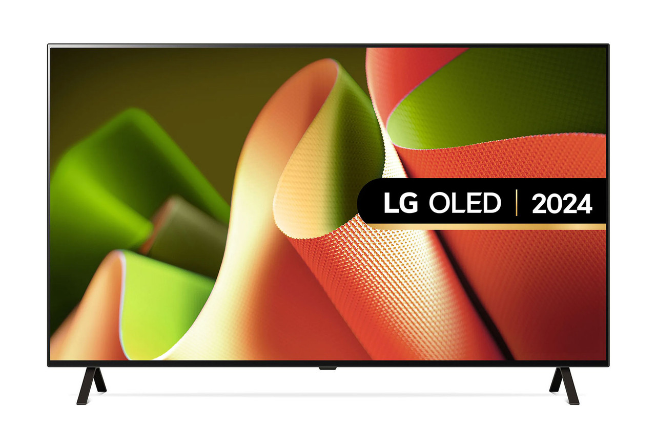 A flat-screen television on a stand, shown from the front.