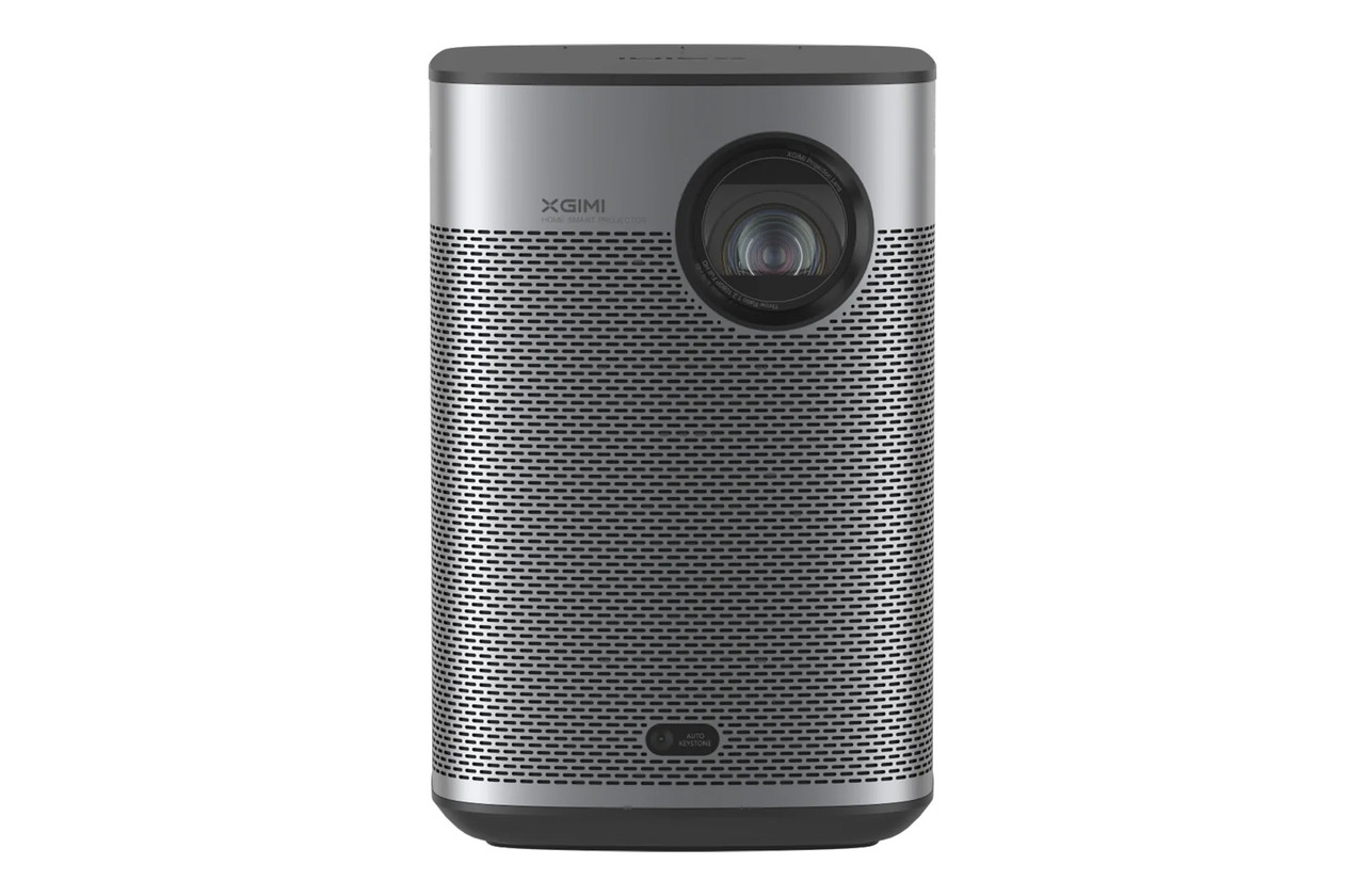 A projector shown from the front at an angle.