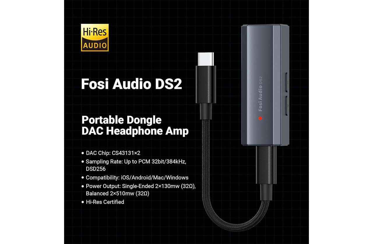 Fosi Audio DS2 (Black) USB DAC/Headphone Amp Richer Sounds