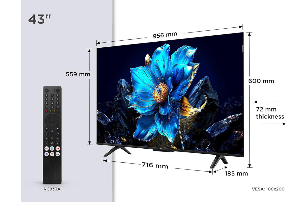 TCL 43P7K-UK | 43 inch QLED 4K Ultra HD HDR Smart TV | Richer Sounds