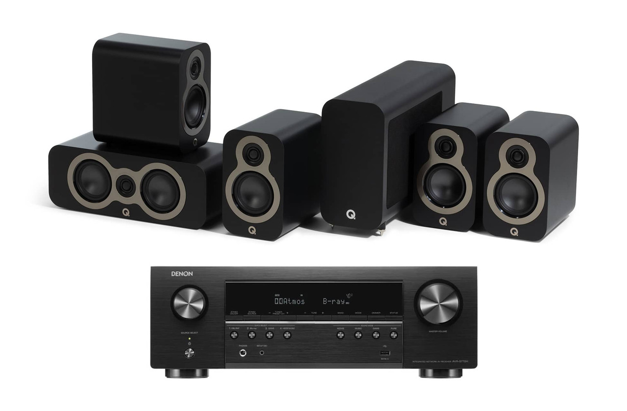 Denon AVR-S770HGB & Q Acoustics 3000's 5.1 Package (Black) | Dolby